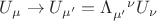 $U_{\mu} \to U_{\mu'} = \Lambda_{\mu'}^{}^{\nu}U_{\nu}$