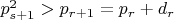 $p_{s+1}^2>p_{r+1}=p_r+d_r$