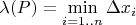 $\lambda(P)=\min\limits_{i=1..n} \Delta x_i$
