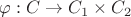 $\varphi: C \to C_1 \times C_2$