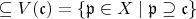 $\subseteq V(\mathfrak{c}) = \{ \mathfrak{p} \in X \mid \mathfrak{p} \supseteq \mathfrak{c} \}$