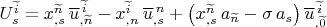 $U^{\widetilde i}_s=x^{\widetilde n}_{,s} \, \overline u^{\, \widetilde i}_{, \widetilde n}-x^{\widetilde i}_{,n} \, \overline u^{\, n}_{,s}+\left(x^{\widetilde n}_{,s}\, a_{\widetilde n}-\sigma \, a_s
\right)\overline u{}^{\, \widetilde i}_{. \widetilde 0}
$