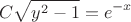 $$C\sqrt{y^2-1}=e^{-x}$$