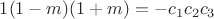$1(1-m)(1+m)=-c_1c_2c_3$