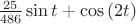 $\frac{25}{486}\sin{t}+\cos{(2t)}$