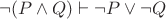 $$\neg (P\land Q)\vdash \neg P\lor \neg Q$$
