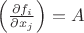 $\left(\frac{\partial f_i}{\partial x_j}\right) = A$