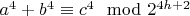 $a^4+b^4\equiv c^4 \mod 2^{4h+2}$