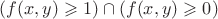 $(f(x,y)  \geqslant 1) \cap (f(x,y)  \geqslant 0 ) $