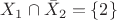 $X_1 \cap \bar X_2 = \{ 2 \}$