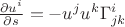 $\frac{\partial u^i}{\partial s} = - u^j u^k \Gamma^{i}_{j k}$