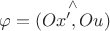 $$\varphi=(\overset {\wedge}{Ox',Ou})$$