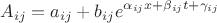 $$A_{ij}=a_{ij}+b_{ij}e^{\alpha_{ij}x+\beta_{ij}t+\gamma_{ij}}$$