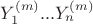 $Y_1^{(m)}...Y_n^{(m)}$