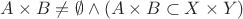 $A \times B \neq \emptyset \land (A \times B \subset X \times Y)$