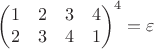 ${ \begin{pmatrix} 1 & 2 & 3 & 4 \\ 2 & 3 & 4 & 1 \end{pmatrix} }^{ 4 }=\varepsilon $