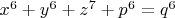 $x^6+y^6+z^7+p^6=q^6$