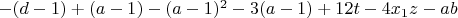 $-(d-1)+(a-1)-(a-1)^2-3(a-1)+12t-4x_1z-ab$