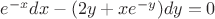 $e^{-x} dx - (2y+xe^{-y}) dy=0$