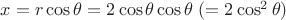 $x=r\cos\theta=2\cos\theta\cos\theta\;(=2\cos^2\theta)$