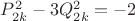 $P_{2k}^2 - 3Q_{2k}^2= -2$