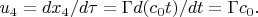 $ u_4 = dx_4 / d\tau = \Gamma d(c_0 t) / dt = \Gamma c_0.  $