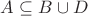 $A \subseteq B \cup D$