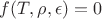 $f(T, \rho, \epsilon) = 0$