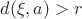 $d(\xi, a) > r$