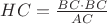 ${HC}=\frac{{BC}\cdot{BC}}{AC}$