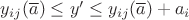 $y_{ij} (\overline{a}) \le y' \le y_{ij} (\overline{a}) + a_i$ $y_{ij} (\overline{a}) \le y' \le y_{ij} (\overline{a}) + a_i$