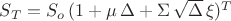$S_{T} = S_o\,(1+ \mu \, \Delta + \Sigma \, \sqrt{\Delta}\,\xi)^T$