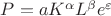 $P=aK^{\alpha}L^{\beta}e^{\varepsilon}$