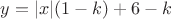 $y=|x|(1-k)+6-k$