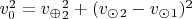 $v_0^2 = v_\oplus_2^2 + (v_\odot_2 - v_\odot_1)^2$