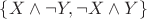 $\{X\wedge\neg Y,\neg X\wedge Y\}$