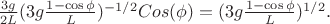$\frac{3g}{2L}(3g\frac{1-\cos{\phi}}{L})^{-1/2}Cos(\phi)=(3g\frac{1-\cos{\phi}}{L})^{1/2}.