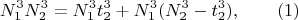 $$N_1^3N_2^3 =N_1^3 t_2^3+ N_1^3( N_2^3-t_2^3), \qquad \e (1)  $$
