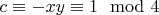 $c \equiv -x y \equiv 1 \mod 4$