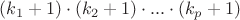 $(k_1+1)\cdot (k_2+1)\cdot ...\cdot (k_p+1)$ $(k_1+1)\cdot (k_2+1)\cdot ...\cdot (k_p+1)$