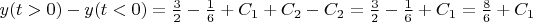$y(t>0)-y(t<0)=\frac {3} {2}-\frac {1} {6}+C_1+C_2-C_2=\frac {3} {2}-\frac{1} {6}+C_1=\frac {8} {6}+C_1$