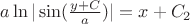 $a \ln|\sin(\frac{y+C}{a})|=x+C_{2}$