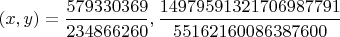 $(x,y)=\dfrac{579330369}{234866260},\dfrac{14979591321706987791}{55162160086387600}$