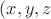 $(x,y,z$