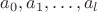 $a_0,a_1,\dots,a_l$