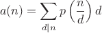 $$a(n)=\sum\limits_{d|n}^{}p\left(\frac{n}{d}\right)d$$