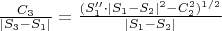 $\frac{C_3}{ | S_3 - S_1 |  } =   \frac{(S_1'' \cdot  | S_1 - S_2 |  ^2 - C_2 ^2) ^ {1/2} }{ | S_1 - S_2 | } $