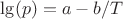 $\lg(p)=a-b/T$