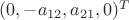 $(0,-a_{12},a_{21},0)^T$