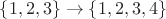 $\{1,2,3\}\to\{1,2,3,4\}$
